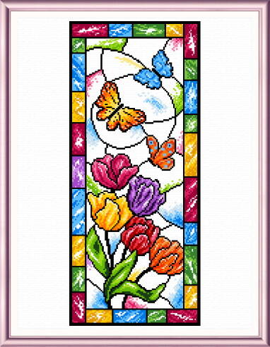 cross stitch pattern Stained Glass Spring Butterfly