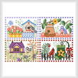 cross stitch pattern Birdhouse set of 4