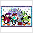 cross stitch pattern Festive Penguin Family
