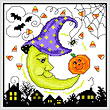 cross stitch pattern Halloween Moon