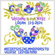 cross stitch pattern Silly Birds Birth Record