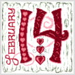 cross stitch pattern February 14 sign