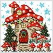 cross stitch pattern Holiday Mushroom House