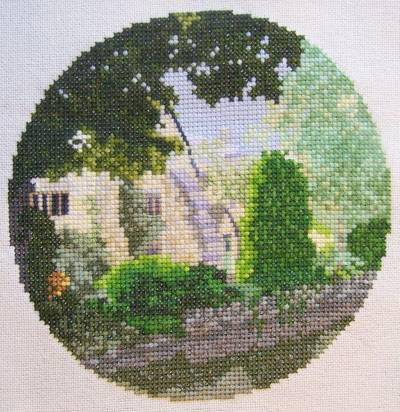 cross stitch pattern Lower Slaughter  Study in Green