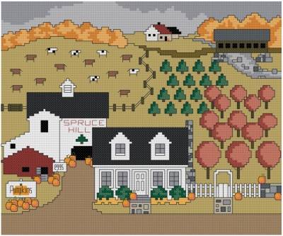cross stitch pattern Spruce Hill Autumn