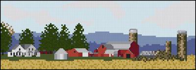 cross stitch pattern Farm Panorama