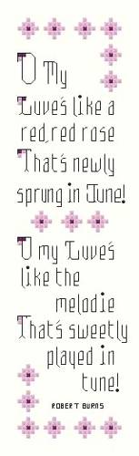 cross stitch pattern Red Red Rose Bookmark