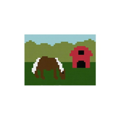 cross stitch pattern Pony and Barn