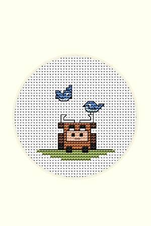 cross stitch pattern Bull and Bluebirds