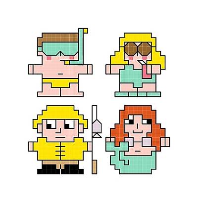 cross stitch pattern Seaside Quad Set