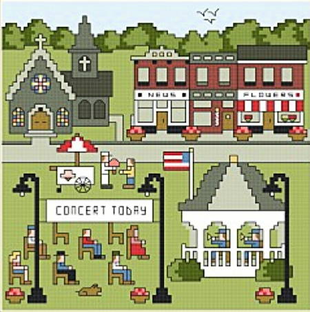 cross stitch pattern Village Square Concert