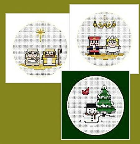 cross stitch pattern Quad Christmas Cards-Set 2