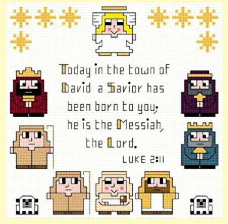 cross stitch pattern Nativity Sampler