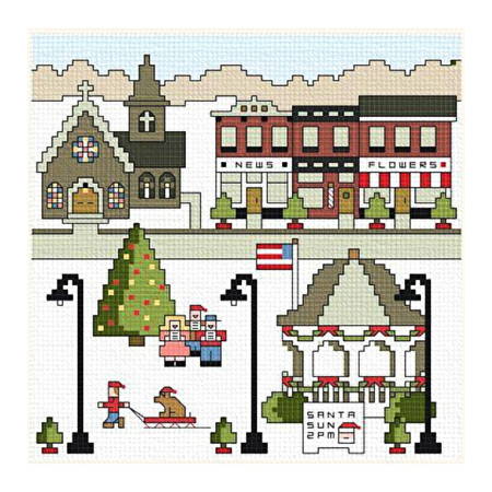 cross stitch pattern Village Square Christmas