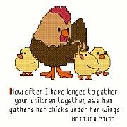 cross stitch pattern Hen and Chicks
