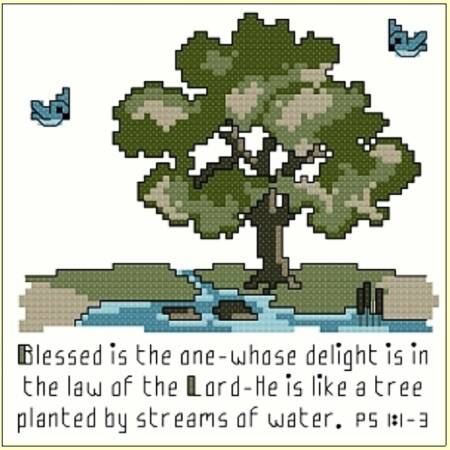 cross stitch pattern Psalm 1