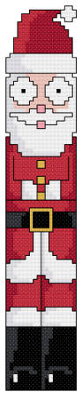cross stitch pattern Googlie Santa Bookmark