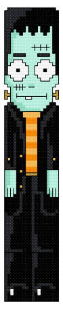 cross stitch pattern Frankenstein Bookmark