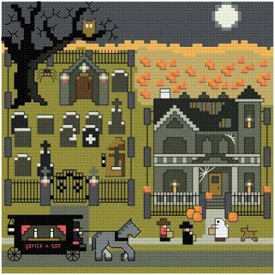 cross stitch pattern Halloween Night