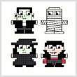 cross stitch pattern Quad Halloween Figures