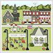 cross stitch pattern Village Square Concert