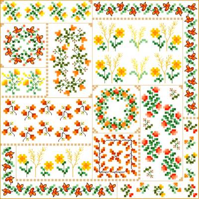 cross stitch pattern Autumn Quilt Square