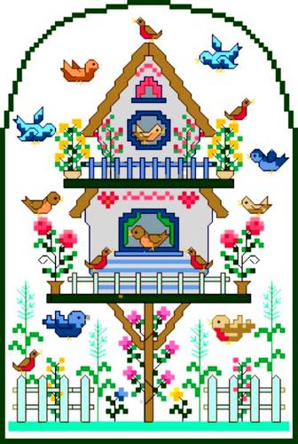 cross stitch pattern Spring Birdsong