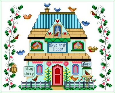 cross stitch pattern Bird's Nest Lodge