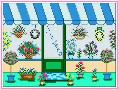 cross stitch pattern Flower Shop