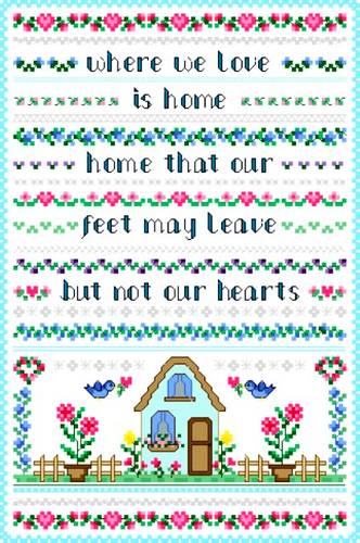 cross stitch pattern Hearts Home