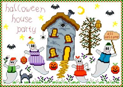 cross stitch pattern Halloween Party