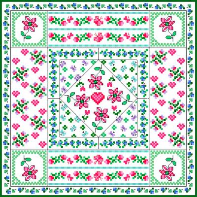 cross stitch pattern Patchwork cushion