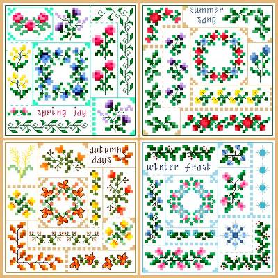 cross stitch pattern Seasons Quilt Squares