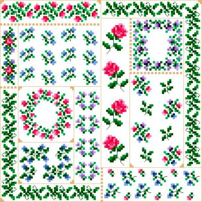 cross stitch pattern Summer Quilt Square