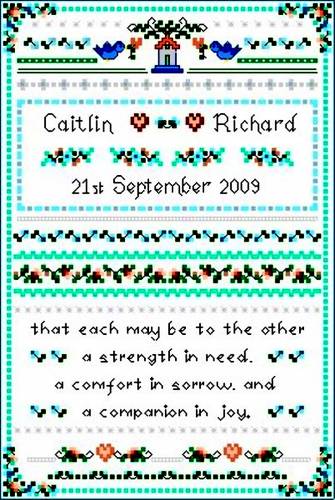 cross stitch pattern Wedding Sampler