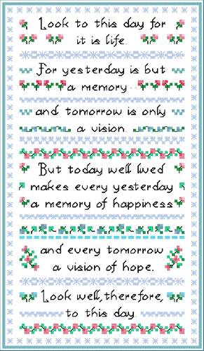 cross stitch pattern Look to this Day