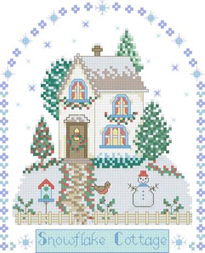 cross stitch pattern Snowflake Cottage