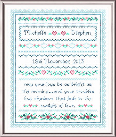cross stitch pattern Wedding Joy