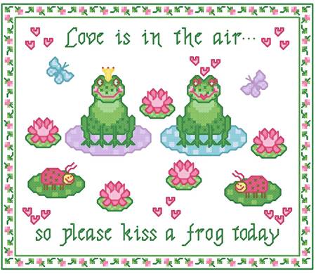 cross stitch pattern Kiss a Frog Today
