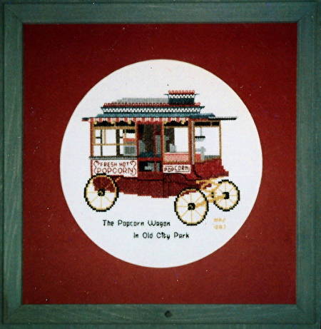cross stitch pattern The Popcorn Wagon