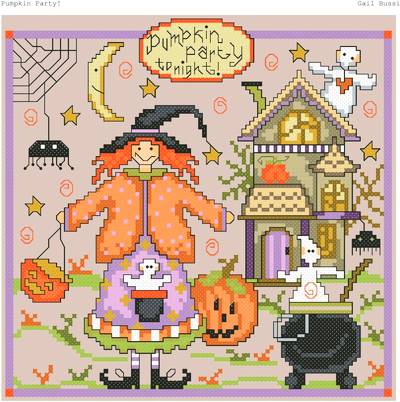 cross stitch pattern Pumpkin Party