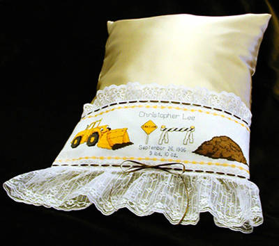 cross stitch pattern Little Contractor Pillowcase