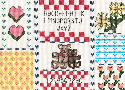 cross stitch pattern Teddy Bear Sampler Picture