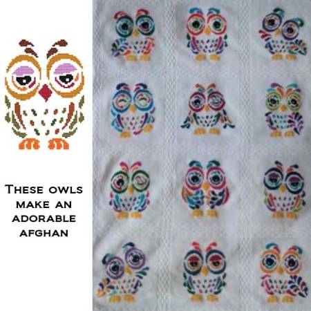 cross stitch pattern Art Deco Owl 01