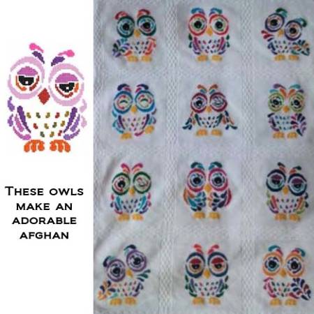 cross stitch pattern Art Deco Owl 08