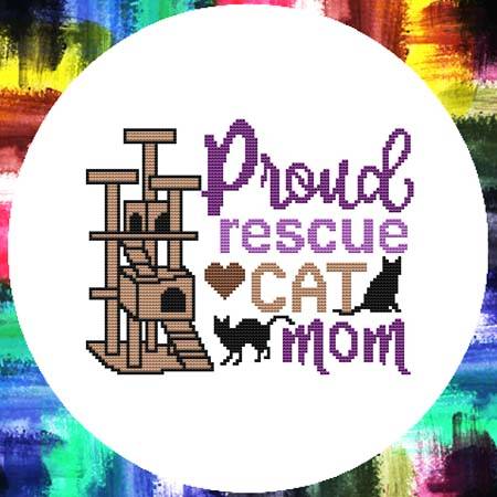 cross stitch pattern Proud Rescue Cat Mom