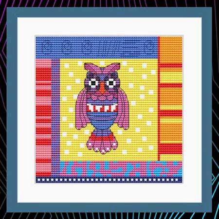 cross stitch pattern Crazy Patch Owl 02