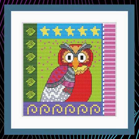 cross stitch pattern Crazy Patch Owl 03