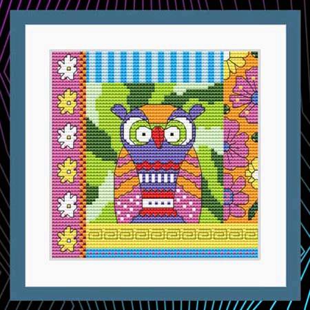 cross stitch pattern Crazy Patch Owl 07