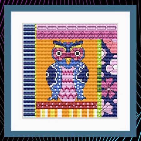 cross stitch pattern Crazy Patch Owl 09